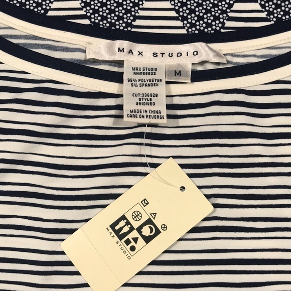 Max Studio NWT 3/4 Sleeve Navy Stripe Dress - Picture 6 of 11